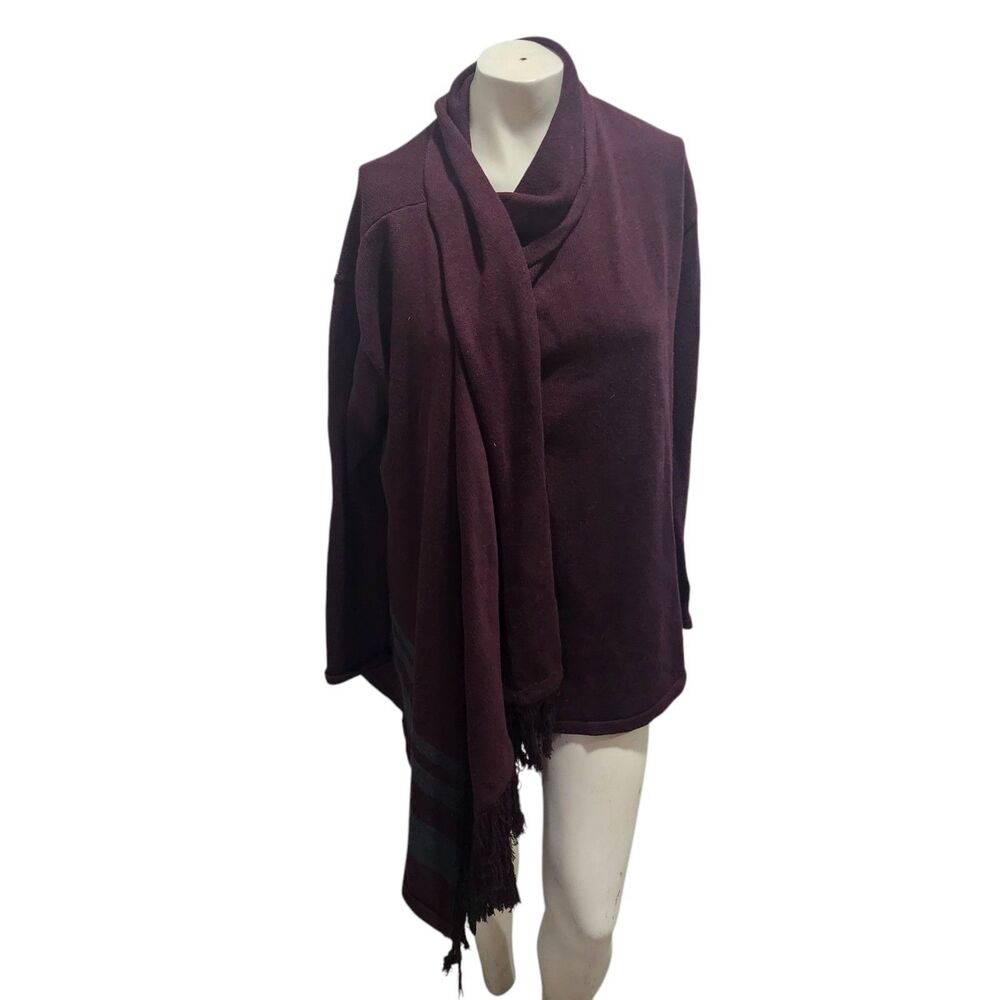 Cabi Fringe Wrap Cardigan Sweater Womens Sz Med Cozy Winter Loungewear Lagenlook